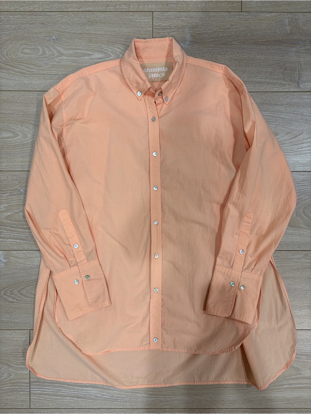 Araminta James Peach High low Button-Down Cotton Shirt Size S Malibu Portugal